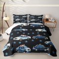 thumbnail image 2 of Erosebridal Watercolor Police Car Twin Quilt Set for Boys Men, Blue Cartoon Star Twin Coverlet Set, 2pcs, 2 of 7