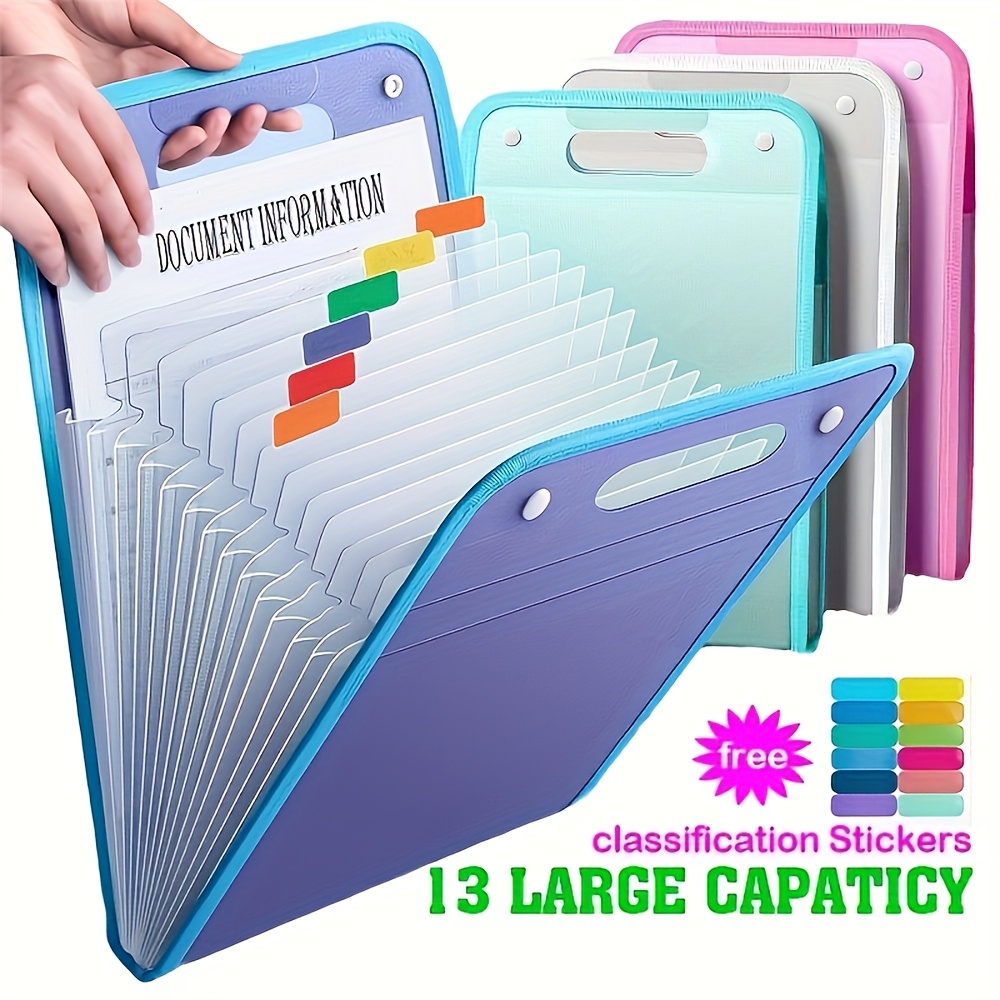 1Pcs/1Pcs Expanding File Organizer with, Accordion File Folders with Labels, Large Capacity, Snap Closure, Document Receipt Bill Organizer for Home Office, Back to School, Letter/A4 Size (Pink)