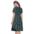 thumbnail image 2 of Bixox Robe d'Été à Manches Courtes pour Femmes Robe Ample Longueur Genou avec Poches-Mandala, 2 of 7
