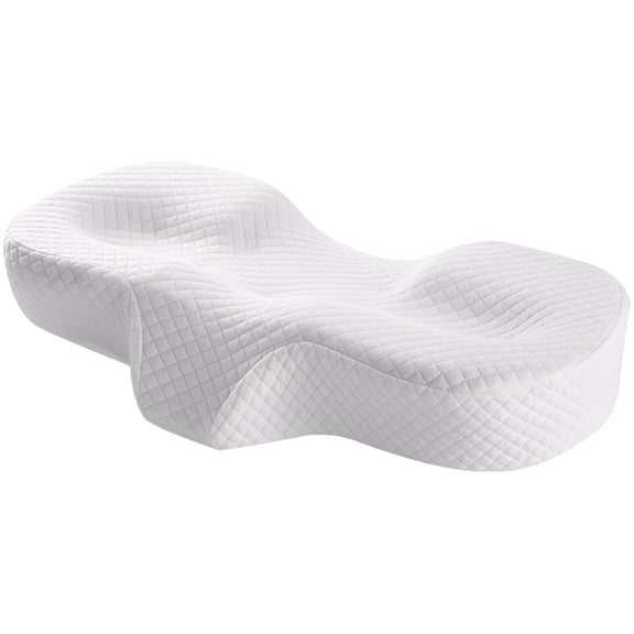 Ergonomic Memory Foam Pillow for Neck Relief, Ivory White Anti Wrinkle Pillow for Face, Suitable for Side and Back Sleepers, Texture Surface
