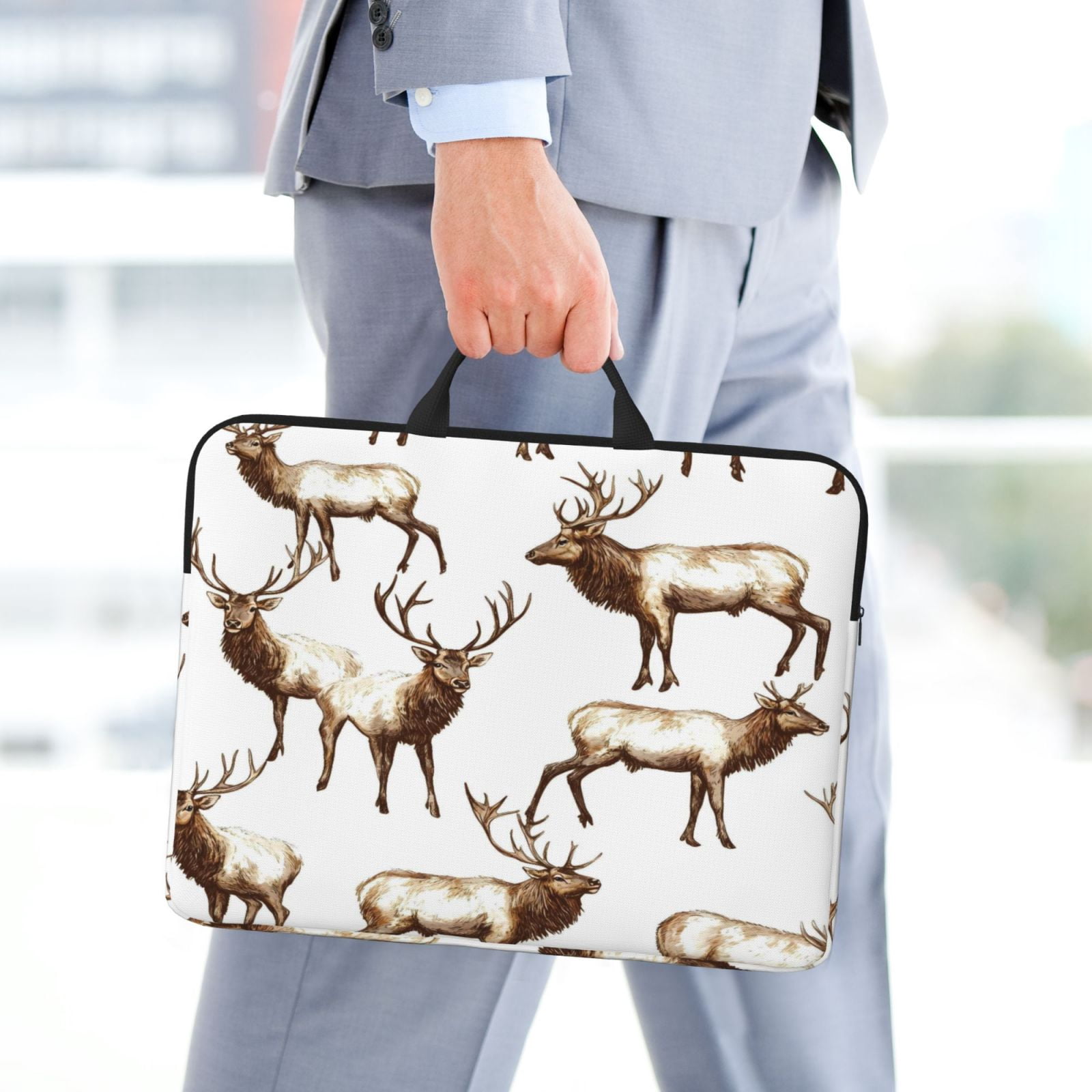 Laptop Sleeve Bag For Women Men 14inch Waterproof Durable Protective Computer Carrying Cover Handle Laptop Case Bag Deer
