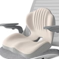 thumbnail image 1 of Cojín de asiento con soporte para la espalda, ergonómico, versátil, portátil, suave, para el coxis, almohada de soporte lumbar para asientos de coche Beige, 1 of 8