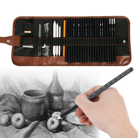 30 Pcs Professional Drawing Artist Set Pencils and Sketch Charcoal Art