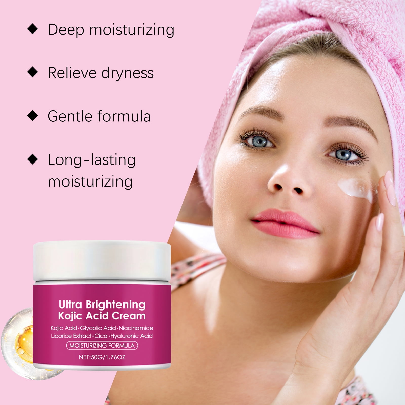 Alvantor Face Cream with Kojic Acid Firming Moisturizer for Face and Body 1.76oz