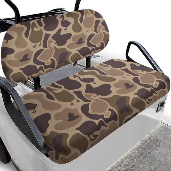 Pzuqiu Duck Silhouette Camo Golf Cart Seat Covers Set - Breathable Stretch-Fit Protectors | Compatible with EZGO, Club Car & Yamaha | All-Weather