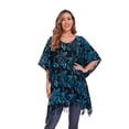 thumbnail image 3 of Beautybatik Dark blue Batik Caftan Boho Hippie Women Tunic Top Blouse Plus Size XL, 3 of 5