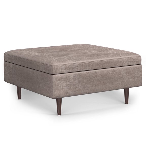 Simpli Home Shay 38W Square Storage Ottoman