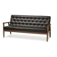 thumbnail image 2 of Baxton Studio Sorrento Mid-century Retro Modern Brown Faux Leather Upholstered Wooden 3-seater Sofa, 2 of 5