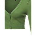 thumbnail image 4 of A2Y Women's Solid Cropped Bolero 3/4 Sleeve Button Down V-Neck Cardigan Sweater Sage 1XL, 4 of 5