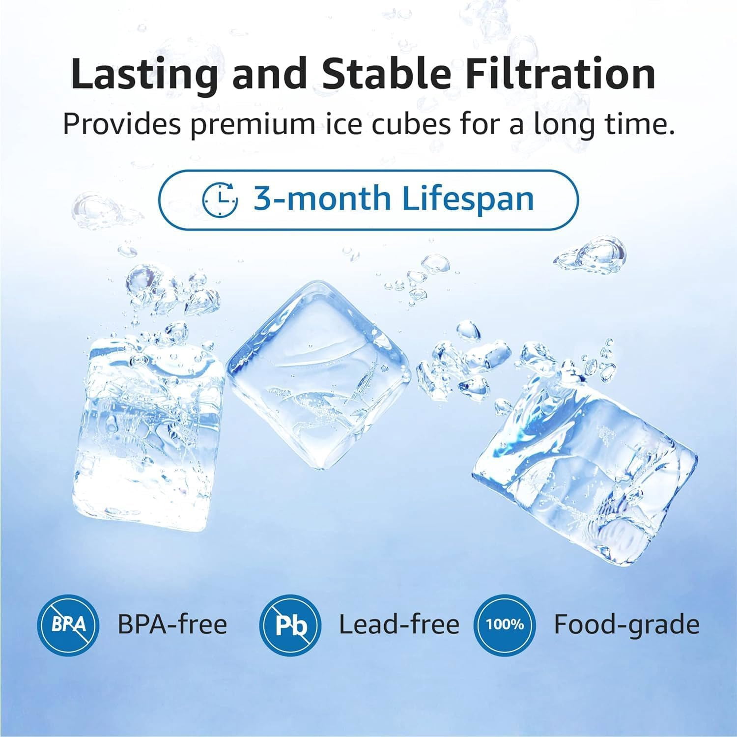 AQUA CREST C33 Ice Maker Water Filter, Replacement for GE® Opal Nugget Ice Maker Filter, P4INKFILTR, NSF 42&372 Certified, 3 Pack