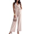 thumbnail image 3 of Women Jumpsuits Sleeveless V Neck Elegant Dressy Casual Backless Romper Summer Outfits Khaki L, 3 of 8
