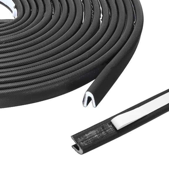 19.7 ft V-Shape Weather Stripping, Self-Adhesive Door Seal Strip for Door Insulation, Soundproof, Draft Stopper, Black