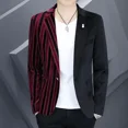 thumbnail image 2 of Blazer fino para hombre, abrigo de corte entallado para negocios, chaqueta de vestir, traje a rayas para hombre, ropa de hombre sencilla con botones, ropa de estilo coreano, novedad, 2 of 5
