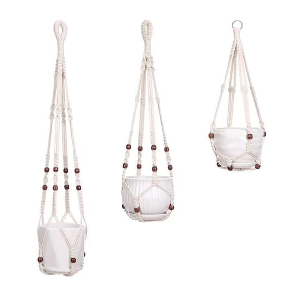 OIUR Macrame Plant Hanger Boho Hanging Planter Holder Cotton Rope Flower Pot Hanger for Home Patio Garden Decor