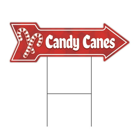SignMission C-ARROW10-DS-999926 10 x 30 in. Corrugated Plastic Double Sided Arrow Sign - Candy Canes