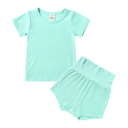 

MERSARIPHY 2Pcs Unisex Solid Color Short Sleeve Pullover + High Waisted Pants