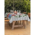 thumbnail image 3 of Outdoor Tablecloth with Umbrella Hole for Patio/Picnic/Party/Camping, Independence Day Wreath Waterproof Table Cloth Rectangle Table Cover Washable, Spring Red Roused Grey Wooden (60"x 102"), 3 of 8