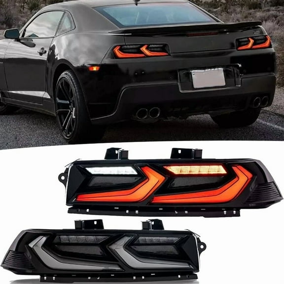 VLAND Smoked LED Tail Lights For 2014-2015 Chevrolet Chevy Camaro Rear Lamps