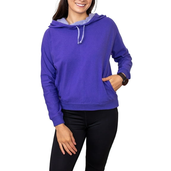 Alex Abby Women's Funnel Neck Hoodie Pullover Sweatshirt Large Purple