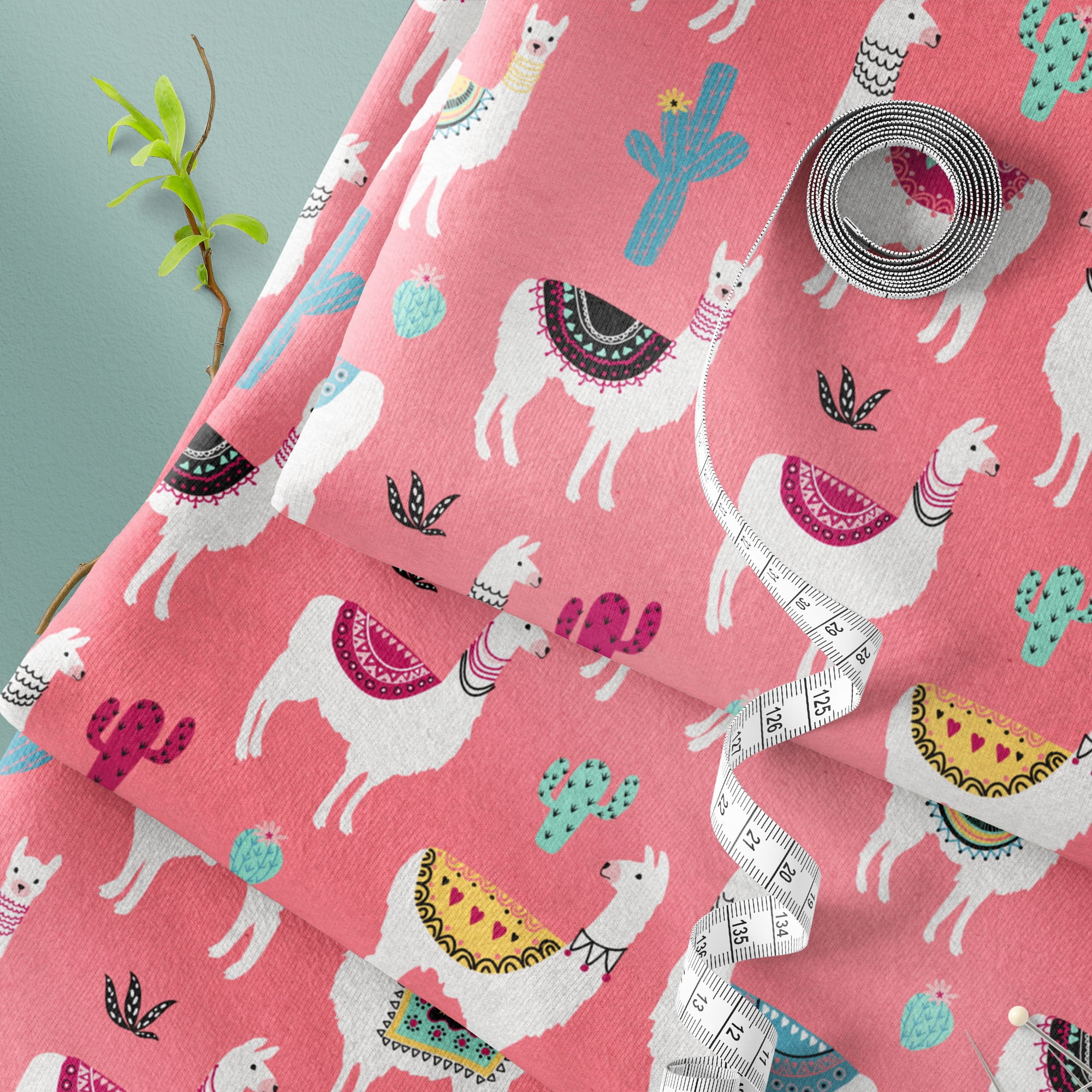 Mainstays 42" Light-weight Flannel Fabric Coral Llama by the Yard, Coral