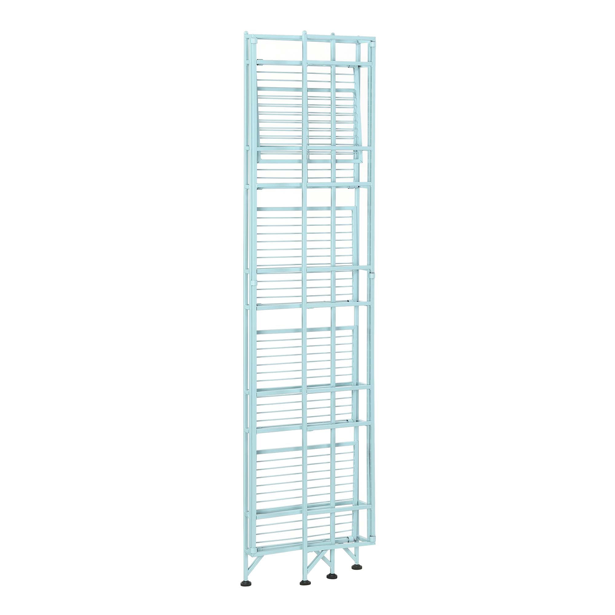 57.5 Extra Storage 5 Tier Folding Metal Shelf with Scroll Design Black -  Breighton Home