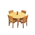 thumbnail image 4 of Grade-A Teak Dining Set: 4 Seater 5 Pc: 52" Round Table And 4 Maldives Armless Chairs Outdoor Patio WholesaleTeak #51ML1105, 4 of 6