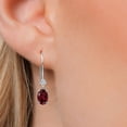 thumbnail image 3 of Gem Stone King 14K White Gold Red Rhodolite Garnet and Lab Grown Diamond Earrings for Women | 1.93 Cttw | Gemstone January Birthstone | Oval 7X5MM, 3 of 6