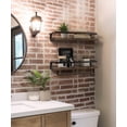 Afuly Wooden Restroom Floating Shelves, Bathroom Wall Decor, Set of 2 with Towel Rack, Dark ...