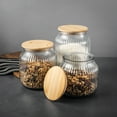 thumbnail image 6 of (2 pack) Thyme & Table Small (2.2 L) Ribbed Glass Kitchen Organization Jar with Bamboo Lid, Clear, 6 of 6