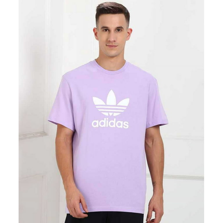 ADIDAS Mens Purple Logo Graphic Classic Sleeve T-Shirt S Short