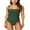 Green, variant on Sociala Women's Solid Tie Shoulder One Piece Swimsuit Cut Out Bathing Suit