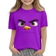 thumbnail image 4 of Tops de Manga Corta Linda con Impresión de Expresión Linda de Color Sólido para Niños Niños Niñas, Camiseta Cómoda Suelta para la Temporada Escolar, 4 of 6