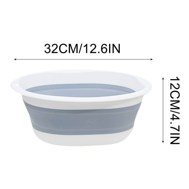 Bassine à Vaisselle Carrée Pliable Avec Trous De Suspension – PP+TPR Résistant, Anti-dérapant, Idéal Pour Camping, Caravane Et Maison (Blanc+Bleu, Taille M)