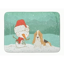Basset Hound Snowman Christmas Machine Washable Memory Foam Mat