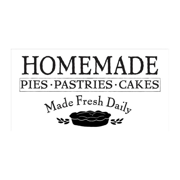 Homemade Pastries Cakes Black Pie Silhouette 20 x 10 Wood Wall Sign Plaque