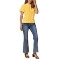 thumbnail image 2 of INSPIRAR CHIC Blusa de Mujer con Lunares, Cuello Alto, Pliegues, Espalda con Abertura, Mangas Cortas con Volantes, Talla XS, Amarillo, 2 of 6