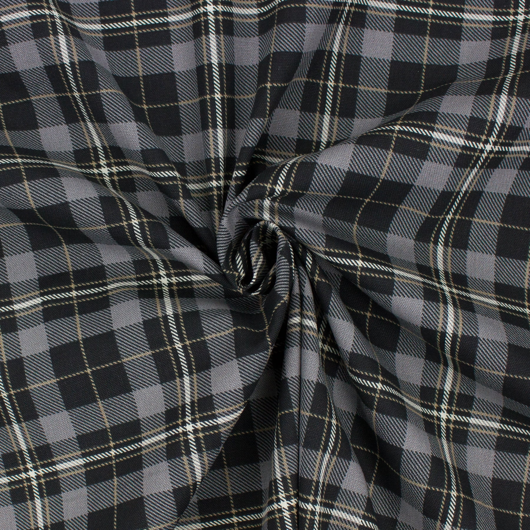 Better Homes & Gardens 100% Cotton Hichory Plaid Black, 2 Yard Precut Fabric