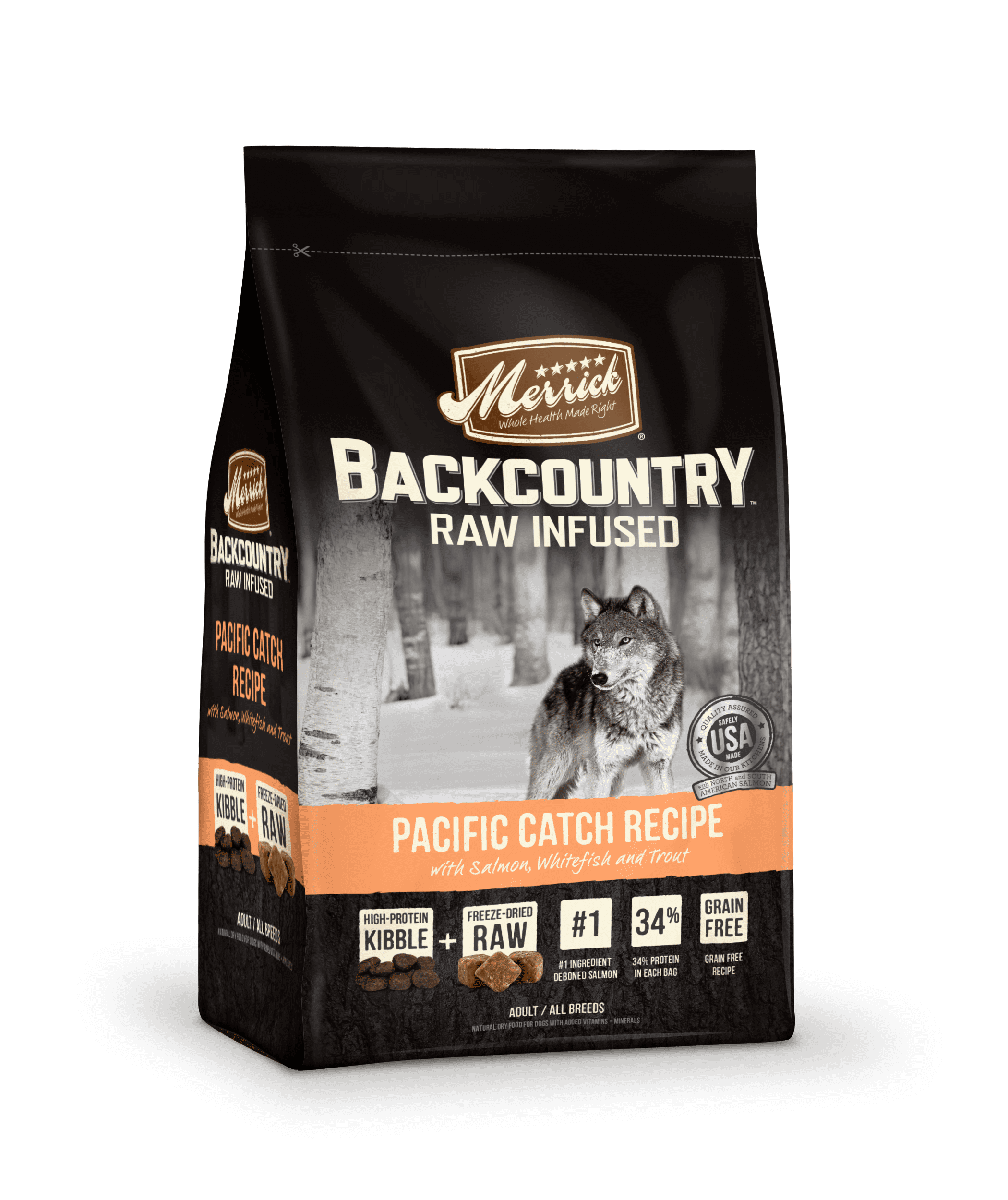 Merrick Backcountry Grain-Free Raw Infused Pacific Catch Recipe Dry Dog Food, 12 lb