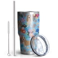 thumbnail image 2 of 30oz Basset Hound Dog and Flower Tumblers Stainless Steel Tumbler with Lid and Straw,Vacuum Insulated Double Wall Travel Tumbler Cups Mug with Cleaning Brush for Coffee,Tea, 2 of 7