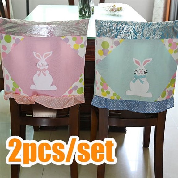 Cheers US 2pcs/Set Chair Cover Decorative Chair Back Cover for Easter Stretch Chair Cover, Washable Chair Slipcovers for Hotel Dining Room Ceremony Banquet Party