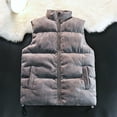 thumbnail image 3 of Men's Suede Stand Collar Casual Vest Winter Solid Color Zipper Sleeveless Jacket with Pockets Waistcoat Gray Size L, 3 of 4
