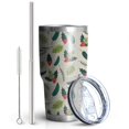 thumbnail image 2 of 30oz Green and Red Christmas Holly Pattern Tumblers Stainless Steel Tumbler with Lid and Straw,Vacuum Insulated Double Wall Travel Tumbler Cups Mug with Cleaning Brush for Coffee,Tea, 2 of 7