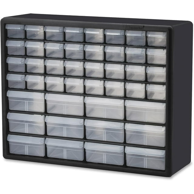Akro-Mils 10144 44-Drawer Plastic Drawer Storage Cabinet for Garage Organization, Bead Organizer, Lego Storage, Teacher Toolbox, Makeup Organizer, and More, 20-Inch W x 6-Inch D x 16-Inch H, Black