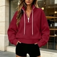 thumbnail image 5 of Horkkom Mock Neck Sweatshirt for Women Casual Trendy Drawstring Tops Quarter Zip Pullover Fall Sweatshirts XXL, 5 of 8