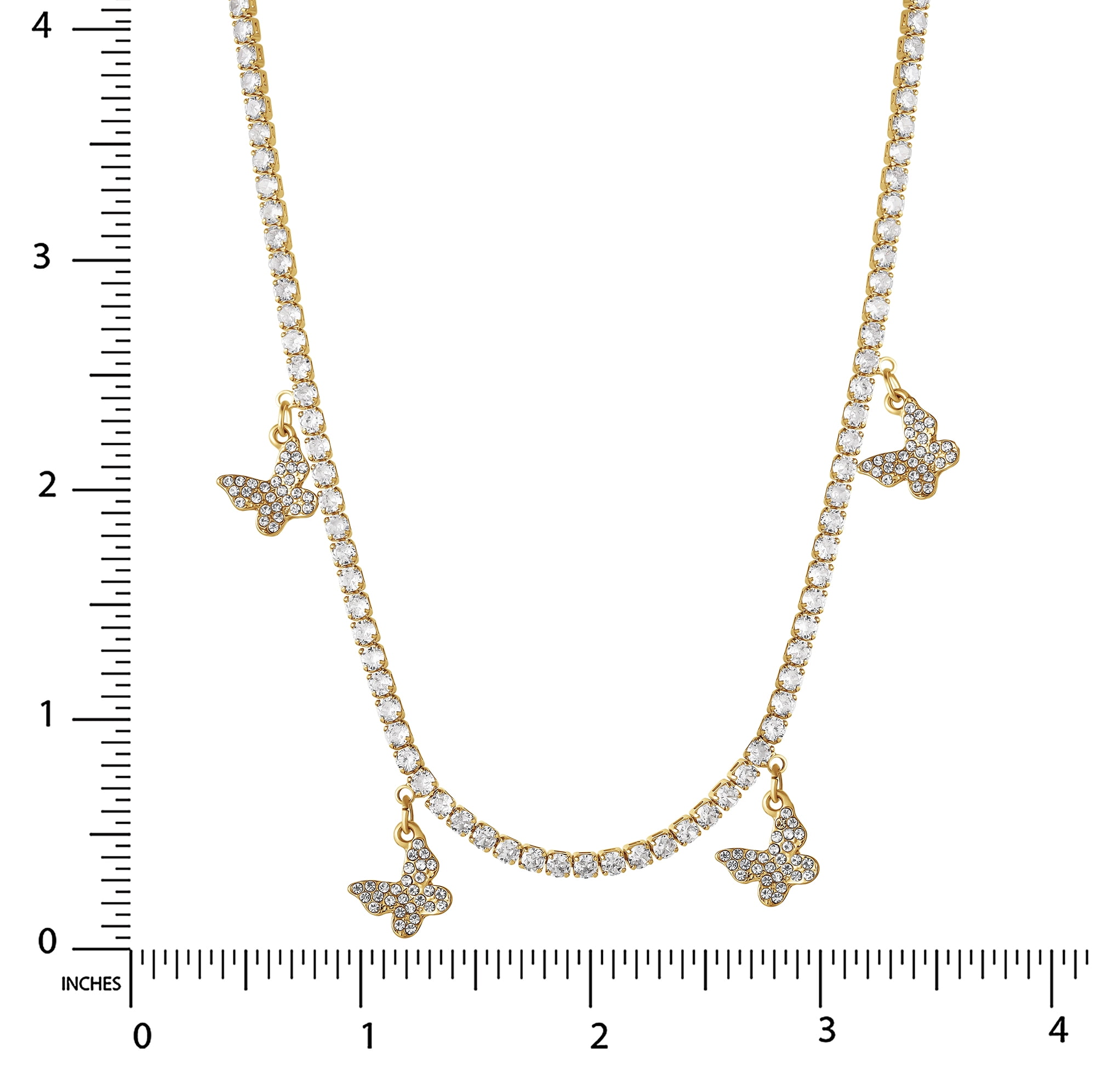 Jessica Simpson Women's Glass Stone Butterfly Dangle Necklace