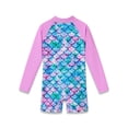 thumbnail image 2 of Serdomi Girls One Piece Rash Guard Swimsuit Cute Purple Mermaid Scales Print Zipper Toddler Bathing Suits Size 4, 2 of 7