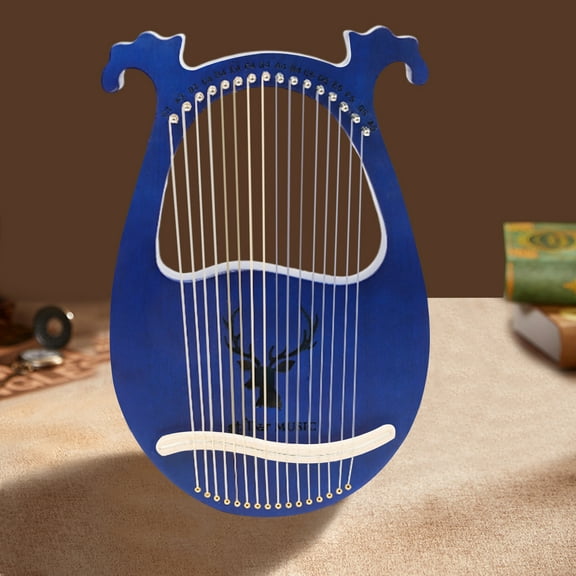 ChicHomey16-String Blue Mahogany Lyre Harp with Deer Horn Design,16 Metal Strings,Portable Harp for Beginners & Adults,Tuning Wrench & Extras Included