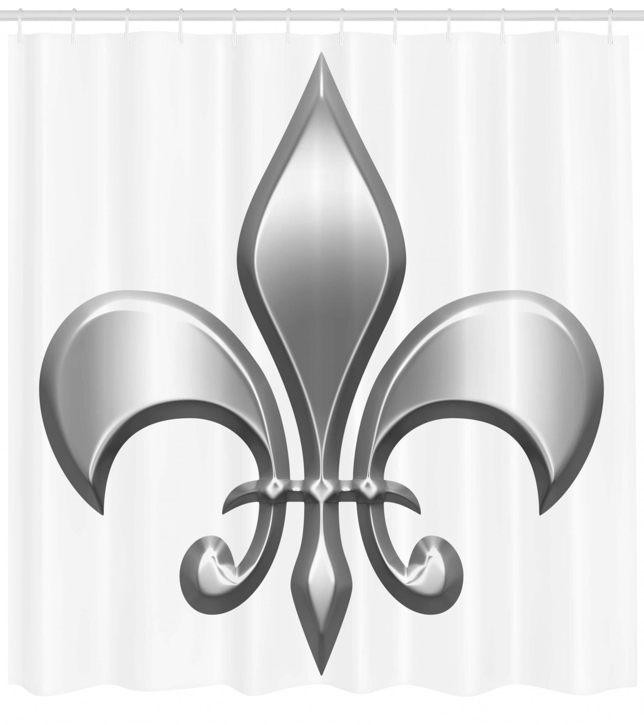 Fleur De Lis Shower Curtain Lily Flower Symbol Nobility Of Knights In Meval Time European Iris Icon Fabric Bathroom Set With Hooks White Silver