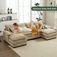 thumbnail image 7 of Villeston Modern U-Shape Sectional Sofa , 4 Seat Lounge Sleeper with Double Chaise for Living Room,Khaki, 7 of 7