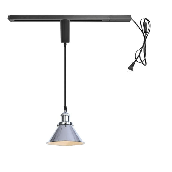 KAYYELAMP Plug in Cable Track Rail with Adjustable Cord Silver Track Lighting Fixture E26 Base H-Type Modern Design for Kitchen Loft(No Bulb)